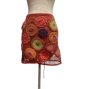 ZARA Crochet Floral Mesh Wrap Mini Skirt M